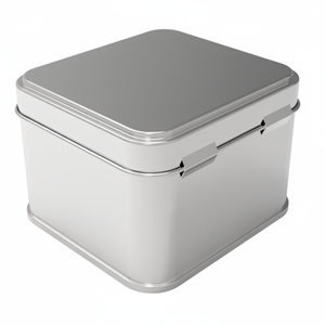 Kontensan Square <b>Tin</b> Can 300 ml <b>Tea</b> Coffee and Hot Beverages Metal Container 75x75x66 mm 0.3 Lt Slip Lid Model L500 - Product Image 2