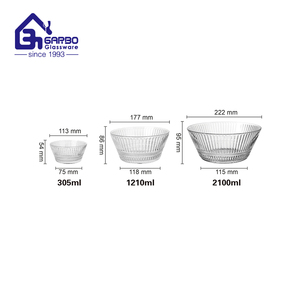 Taza y platillo de vidrio <span class=keywords><strong>H</strong></span> Line de rayas verticales hechas a máquina de alta calidad, juegos de té y tazón de taza de helado de vidrio para uso en restaurante doméstico - Product Image 5