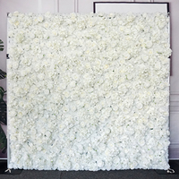 Bunga merah mawar putih desain 3D simulasi kain bulu burung unta gading matras hidroponik 8 kaki bunga gantung Panel Thanksgiving