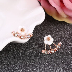 شعبية الكورية الأقراط زهرة دايزي صغيرة عودة شنقا أقراط سبائك كريستال أقراط للبنات - Product Image 2