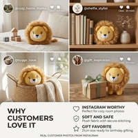 Peluche Lion Kawaii, Coussin Doux et Moelleux, Poupée Lion Mignonne à Crinière, Décoration Maison et Chambre, Cadeau d'Anniversaire pour Enfants