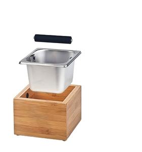 Contenedor de golpe de bambú para portafiltro, Espresso Knock Box Caja de golpe de café inoxidable - Product Image 1