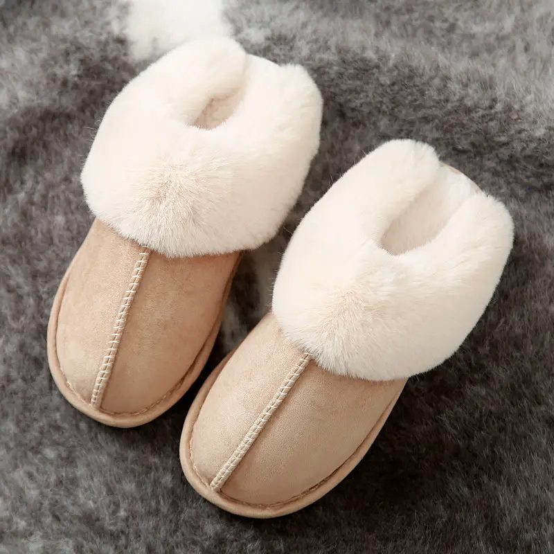 Winter Regenboogkleur Vrouwen Meisjes Bont Thuis Slip Op Slip Kinderen Volwassen Pluche Furlly House Slippers