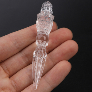 Cristal naturel sculpté à la main de qualité supérieure, cristaux de guérison, sceptre pharaon, Dorje Phurba, amulette - Product Image 1