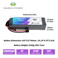 Аккумулятор LiPo Solid State 7S 25.9V 120000mAh 5C для инспекционных, геодезических, грузоперевозочных дронов, БПЛА, VTOL, больших беспилотников