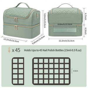 Sac de rangement pour vernis à ongles BSCI à double couche, étui de séchage, organiseur pouvant contenir 42 flacons, sac organisateur pour vernis à ongles - Product Image 6