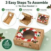 Boîtes à biscuits, gâteaux et pain de Noël en papier kraft écologique et recyclable avec fenêtre transparente, logo personnalisé, pour boulangerie et fêtes de fin d'année