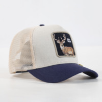 Topi Trucker Jaring 5 Panel Berkualitas Tinggi Motif Rusa Sika Bordir Kain Musim Panas Performa Tinggi Memancing Hip Hop Fashion Unisex