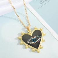 Breloque en vrac plaqué or argent, coeur Hasma Fatima mains pendentif femme cristal bleu turc mauvais œil collier bijoux