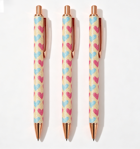 Sparkly Heart <b>Glitter</b> Pattern Press Metal Ballpoint Pen Wholesale Gift Pen For Wedding Business Promotion - Product Image 1