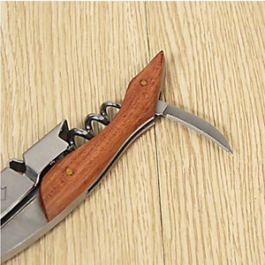 HXY定制白盒式葡萄酒开瓶器现代双铰链杠杆不锈钢木制开瓶器红木品牌酒吧工具 - Product Image 6