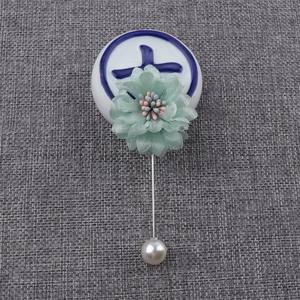 Broche pequeño de flor de pecho de moda de gama alta, fabricante creativo de estambre de doble color, broche de tela de hilo hecho a mano de múltiples hojas - Product Image 5
