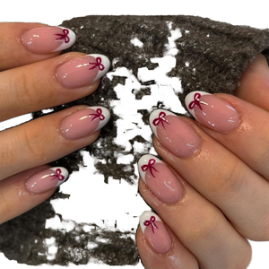 Faux ongles à presser <span class=keywords><strong>couleur</strong></span> unie style <span class=keywords><strong>French</strong></span> Bow, détachables et réutilisables, kit d'ongles, vente en gros d'usine, OEM ODM, ensemble personnalisé - Product Image 1