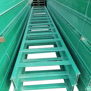 China Manufacturer Custom 50mm-400mm Width Green Colors Solid Fiberglass FRP Ladder Type Cable Tray