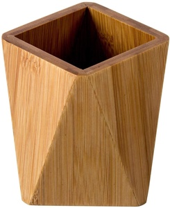 Geometric Wooden Desk Office Supplies Makeup Brushes Organizer Pen Pencil Holder Stand