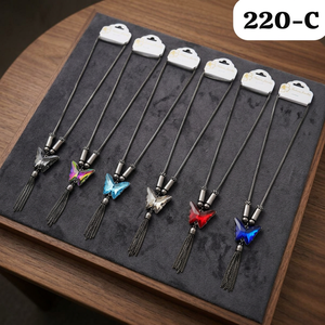 Collier long à pendentif papillon en cristal multicolore PingBling, en alliage de zinc plaqué argent antique, élégant et tendance - Product Image 4