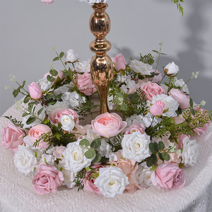 Handmade Pink and White Rose <b>Artificial</b> <b>Flower</b> Ball Wreath <b>Flower</b> Loop for Wedding Decoration <b>Flower</b> Ball Table Centerpieces - Product Image 5