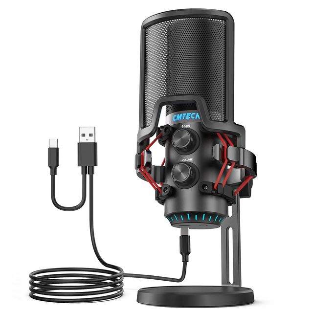 CMTECK Studio-Quality Microphone with Anti-Vibration Shock Mount and Pop Filter for Streaming Podcasting Recording