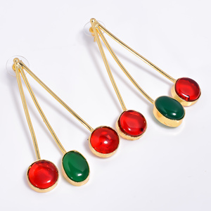 ต่างหูอัญมณีทองเหลืองชุบทอง14K ทำด้วยมืออัญมณีทองเหลืองเครื่องประดับแฟชั่นเครื่องประดับทองเหลืองออกแบบได้ตามต้องการขายส่ง - Product Image 1