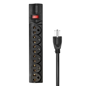Tira de alimentación de 6 salidas, Protector contra sobretensiones negro, interruptor de reinicio de 300 julios, perfecto para electrodomésticos, tipo Horizontal estándar americano - Product Image 5