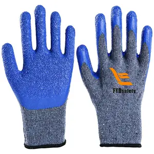 2024新款防冻尼龙外壳蓝色内灰色沙质拇指工人乳胶涂层手套