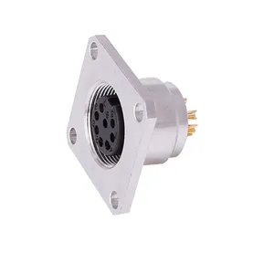 IP67 flange panel mount metal M16 connector male female socket receptacle IP68 2/3/4/5/6/7/8/12/14/16/19/24 pins connector