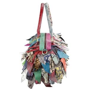 Sac à main grande capacité AndoBag pour femmes, sacs à bandoulière en cuir véritable, sac fourre-tout à franges et couleurs contrastées 3096 - Product Image 3