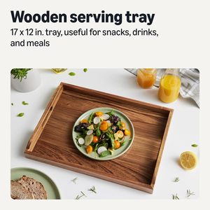 Plateau de service en bois <span class=keywords><strong>d</strong></span>'acacia Finition artisanale Durable Pliable Portable Plateau de rangement multifonction pour la cuisine Salle à manger Nourriture - Product Image 2