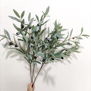 Hot Bán Nhà Đám Cưới Trang Trí Nội Thất Nhân Tạo Màu Xanh Lá Cây Lá Olive Cây Chi Nhánh Thân Cây Giả Chất Lượng Cao Olive Chi Nhánh Với Trái Cây - Product Image 1