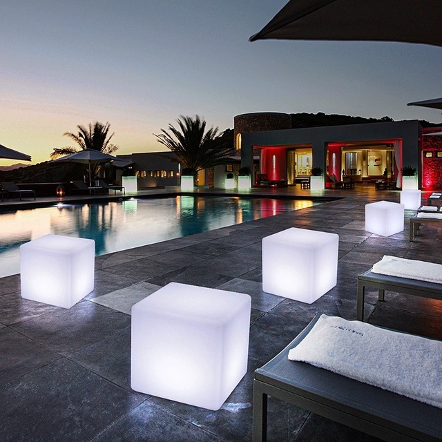 LED Cube Chair Cube Display and Stool Ice Cube LED Lights Bar Furniture for Hotels Parks and Halls Made of Plastic