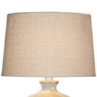 Lampe de table vintage en hydrocal, décoration rustique d'hôtel, vase en pierre patinée, abat-jour en tissu, lampe de table LED en hydrocal corail