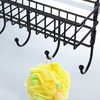 Porte-manteau antirouille, porte-épices, pince réglable sur la porte avec panier, étagère de rangement en métal intégrée avec 5 crochets