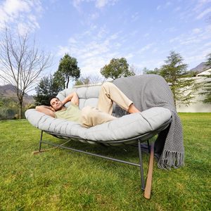 Fauteuil à bascule de jardin Danlong Morden, grand fauteuil à bascule Papasan surdimensionné pour 2 personnes, avec cadre en acier revêtu et coussin épais - Product Image 6