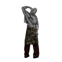 Vêtements Finch, vente en gros, pull à capuche vintage vierge à épaules tombantes, sweat à capuche zippé visage intégral avec trous pour les yeux pour hommes, délavé à l'acide