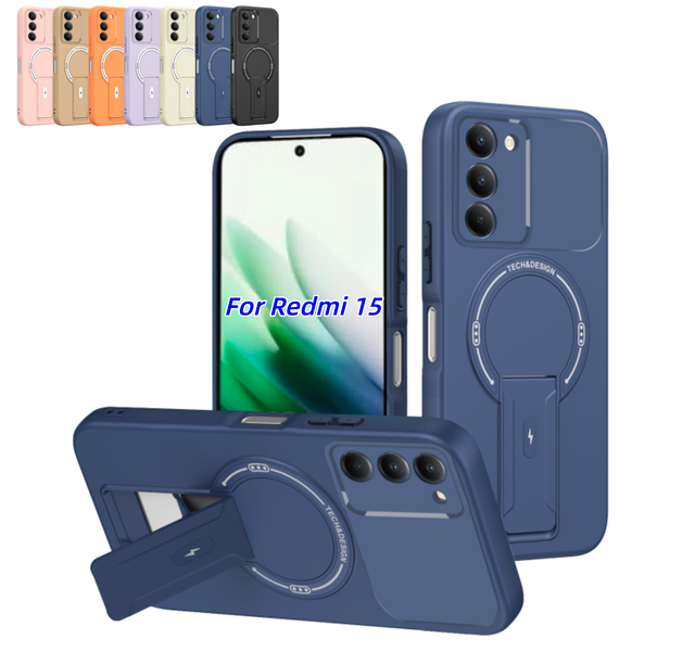 Skin-feel Magnetic Stand Mobile Phone Cases for Xiaomi Redmi 15 15C 14C Note 15 14 Pro Plus A5 Poco X8 Pro 17 Pro Max Covers