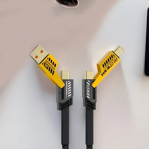Cable <span class=keywords><strong>USB</strong></span> de zinc 4 en 1 PD 65W Cable de carga rápida <span class=keywords><strong>USB</strong></span> multifunción para cable cargador con caja de embalaje Logotipo personalizado gratis - Product Image 3