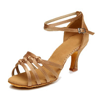 Chaussures de danse latine professionnelles pour adultes, talons hauts et semelles souples, chaussures de danse en satin Sasha, chaussures de scène pour femmes