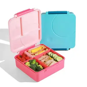 OMOrealmi Kinder tragbare Brotdose auslaufs ichere unterteilte Bento-Box Edelstahl Thermoskanne Lebensmittel glas 1600ml Tiffin Lun