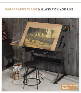 <span class=keywords><strong>Table</strong></span> à <span class=keywords><strong>dessin</strong></span> <span class=keywords><strong>avec</strong></span> angle d'inclinaison réglable, bureau d'artiste professionnel, structure fixe et conçue pour une utilisation en classe - Product Image 4