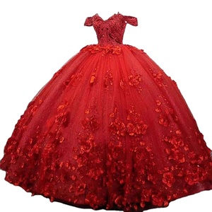 AL1628 <span class=keywords><strong>robe</strong></span> de mariée de luxe perlée <span class=keywords><strong>2023</strong></span> nouveauté or rouge avec dentelle et décor de fleurs <span class=keywords><strong>robe</strong></span> de bal civile à manches longues - Product Image 1