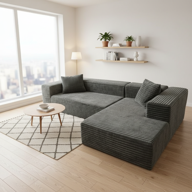 Explosive New Luxury Comfortable Corduroy Fluffy Design Eco-Friendly Durable Modern Design Vacuum Compressed Sponge High Sofa