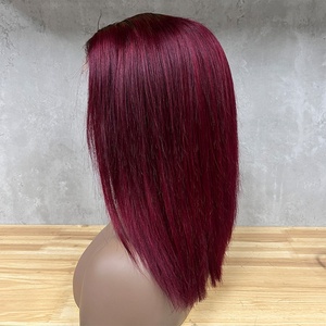 Perruque personnalisée couleur bordeaux ombré 4/99J, couleur vin 99J, tissage de cheveux humains lisses Fumi, extensions de cheveux avec closure en dentelle - Product Image 3