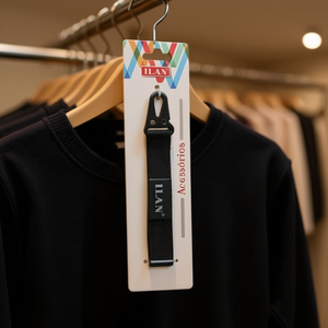 Portachiavi Ilan 18,5x2,5 cm in nylon nero con gancio in metallo per clip da abbigliamento - Product Image 2