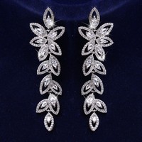 Anting-Anting Bentuk Bunga Peony Elegan dengan Zirkonia Kubik Pave untuk Wanita Aksesori Perhiasan Pesta Pernikahan Pengantin EL318