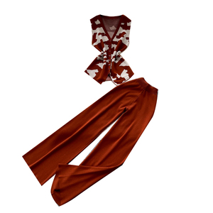 Ensemble décontracté 2 pièces été 2026 pour <span class=keywords><strong>femme</strong></span> : Haut col en V et pantalon slim – Vente en gros - Product Image 5