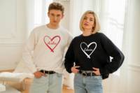 OEM ODM Sweat-shirt personnalisé pour la Saint-Valentin et la Saint-Valentin des 39 ans, ensemble assorti avec nom sur le cœur