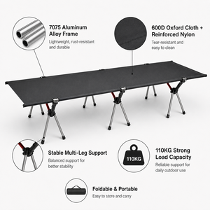 <span class=keywords><strong>Lit</strong></span> de camping <span class=keywords><strong>pliant</strong></span> léger en alliage <span class=keywords><strong>d</strong></span>'aluminium, <span class=keywords><strong>lit</strong></span> simple réglable en hauteur pour la sieste en camping - Product Image 3