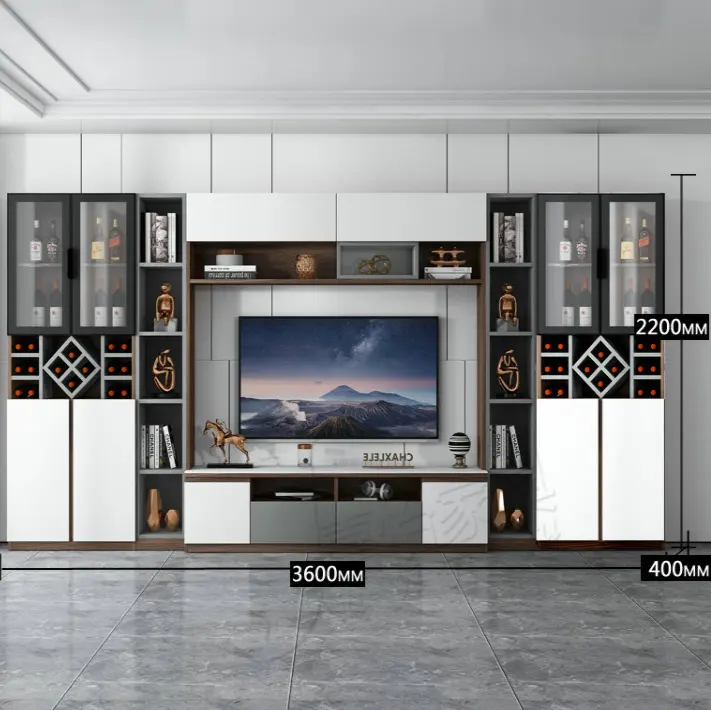 गर्म बिक्री नि: शुल्क संयोजन टीवी कैबिनेट यूरोपीय डिजाइन 80 इंच टीवी इकाई के लिए कमरे में रहने वाले