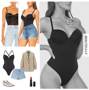 Ladymate OEM/ODM của phụ nữ sexy Bustier Corset Tummy kiểm soát ăn <span class=keywords><strong>backless</strong></span> bodysuit đẩy lên giữ gìn cơ thể với Built-in áo ngực - Product Image 2