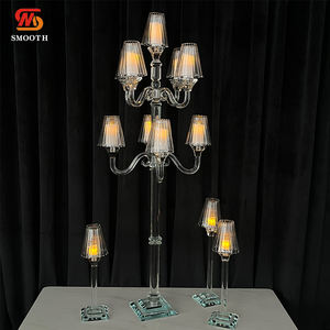 Bougeoir de mariage en cristal lisse, élégant, décoration de table de banquet de mariage en cristal pour la Saint-Valentin, mariages, design de candélabre - Product Image 6